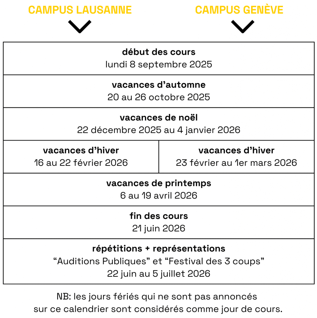 Vacances de l'année 2025-2026 à Acting Line Studio